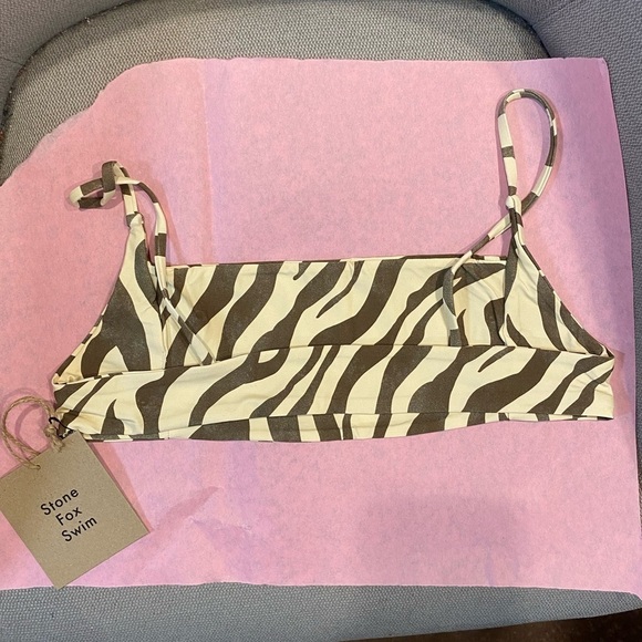 NWT Stone Fox Swim Samay Bikini Top Earth Zebra SIZE LARGE - Picture 8 of 8